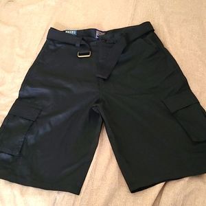 NWT Men’s cargo shorts new belted Black